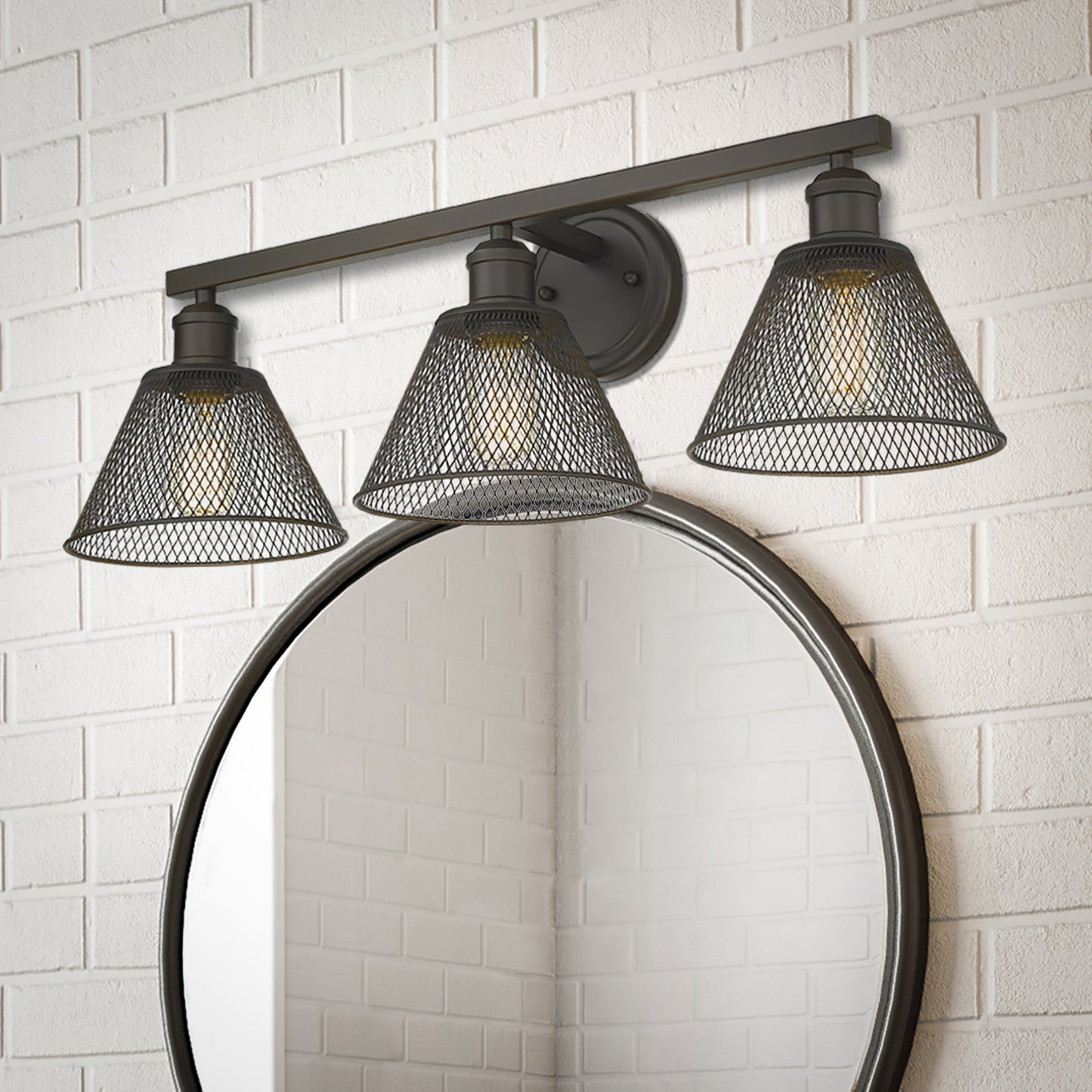 Lan 3-Light Bath Vanity in Rubbed Bronze with Rubbed Bronze