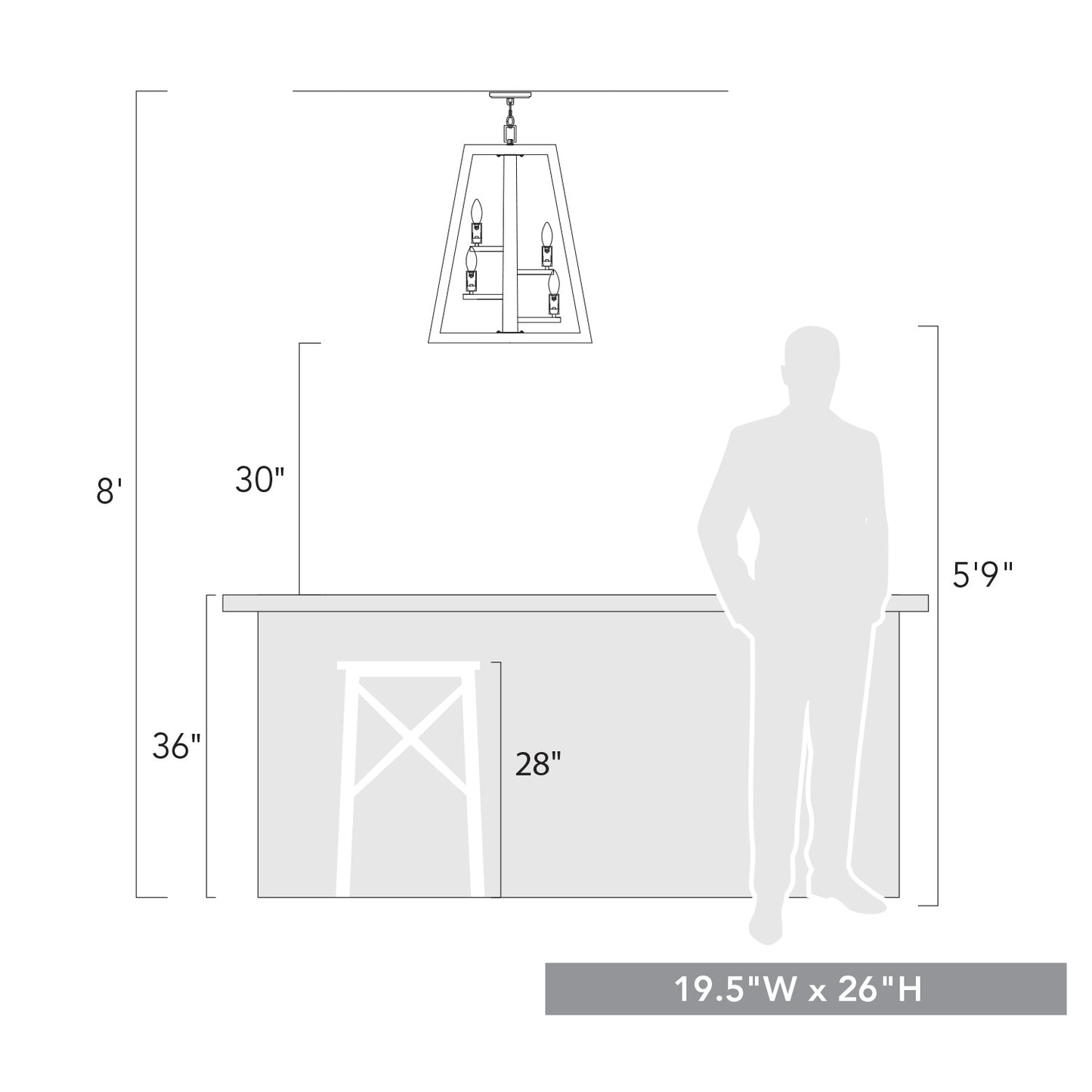 Archer- 4 Light Pendant in Burnished Chestnut