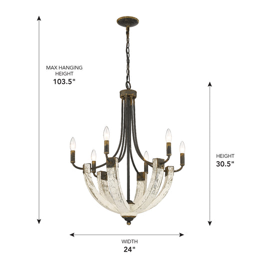 Frederick- 6 Light Chandelier in Antique Black Iron