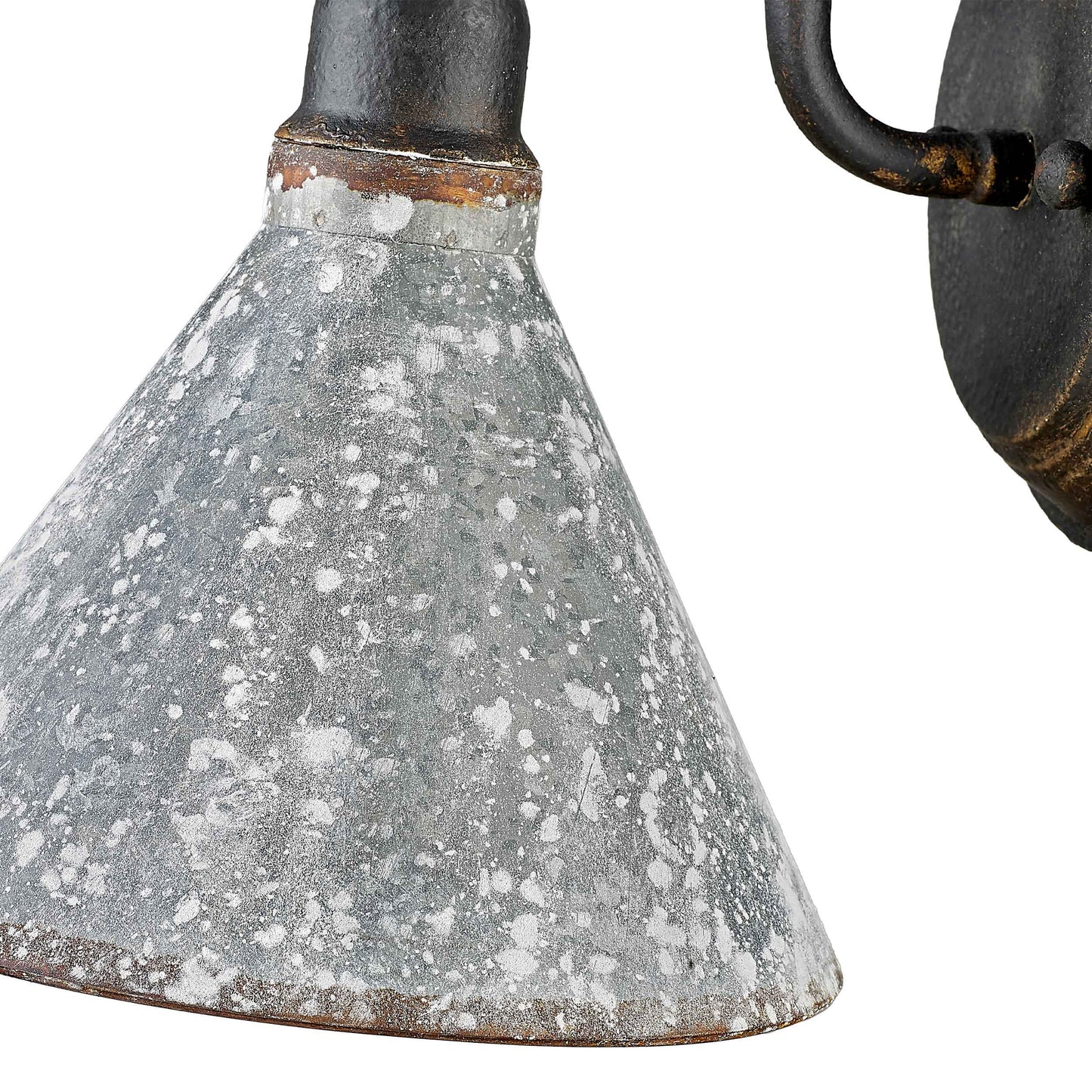 Alstott 1-Light Wall Sconce in Antique Black Iron with Galvanized Steel