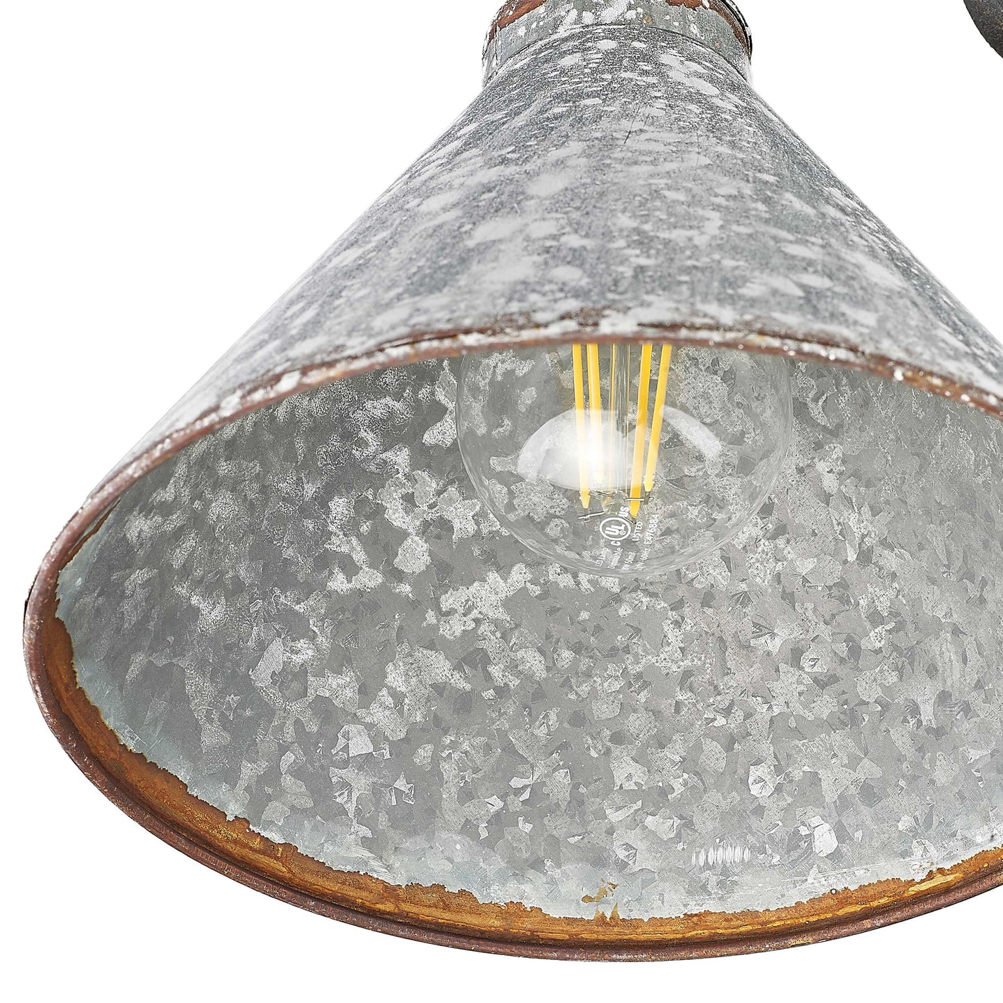 Alstott 1-Light Wall Sconce in Antique Black Iron with Galvanized Steel