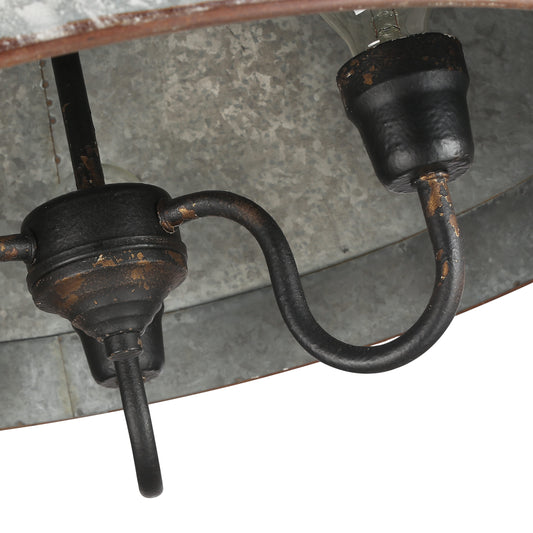 Alstott 3-Light Pendant in Antique Black Iron with Galvanized Steel