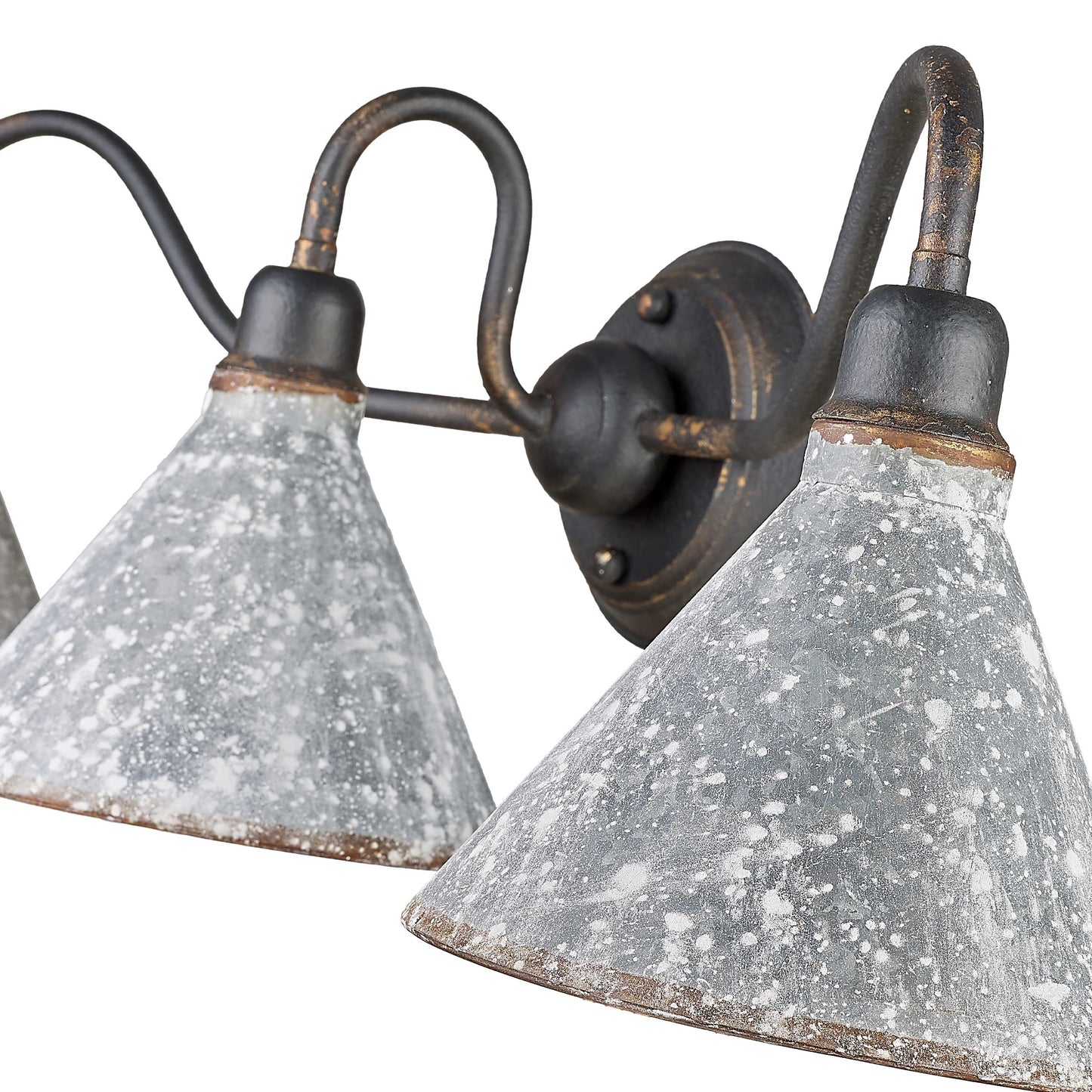 Alstott 3-Light Vanity Light in Antique Black Iron with Galvanized Steel