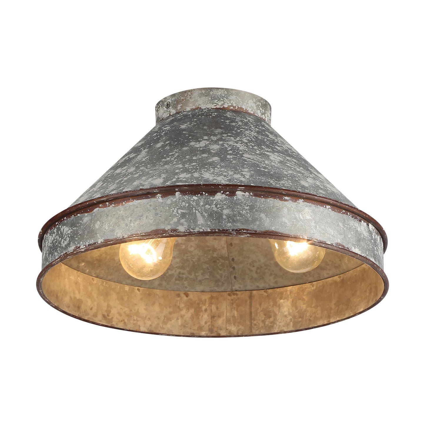 Alstott Flush Mount in Antique Black Iron with Galvanized Steel
