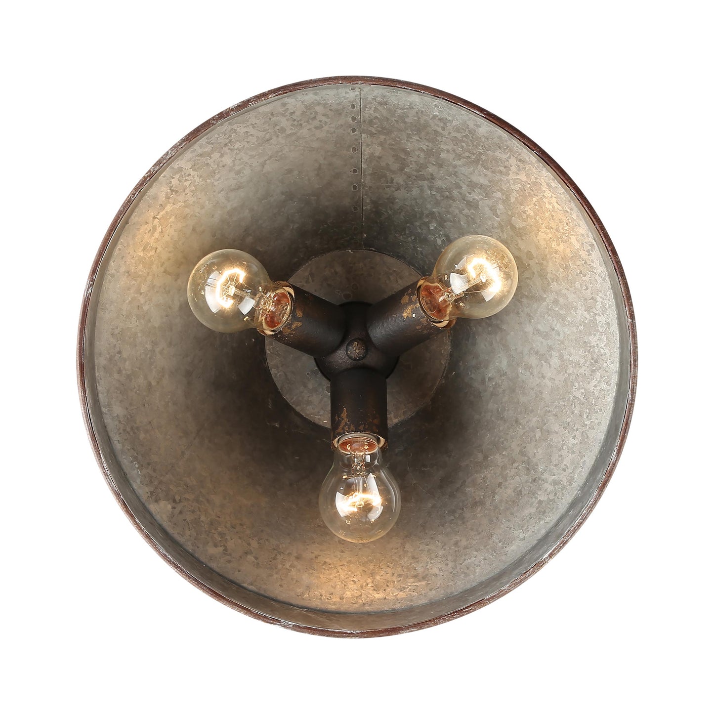 Alstott Flush Mount in Antique Black Iron with Galvanized Steel
