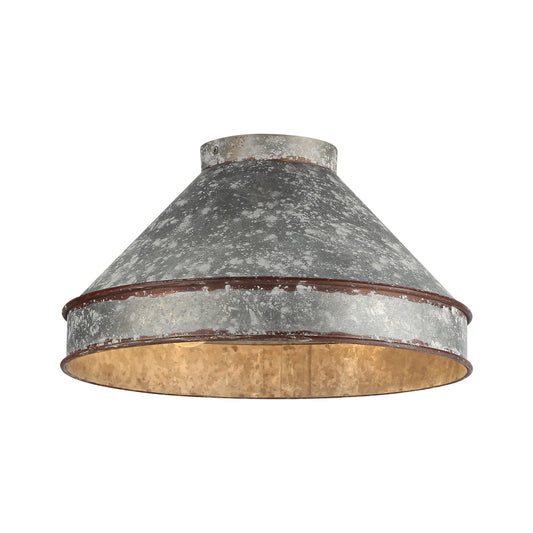 Alstott Flush Mount in Antique Black Iron with Galvanized Steel