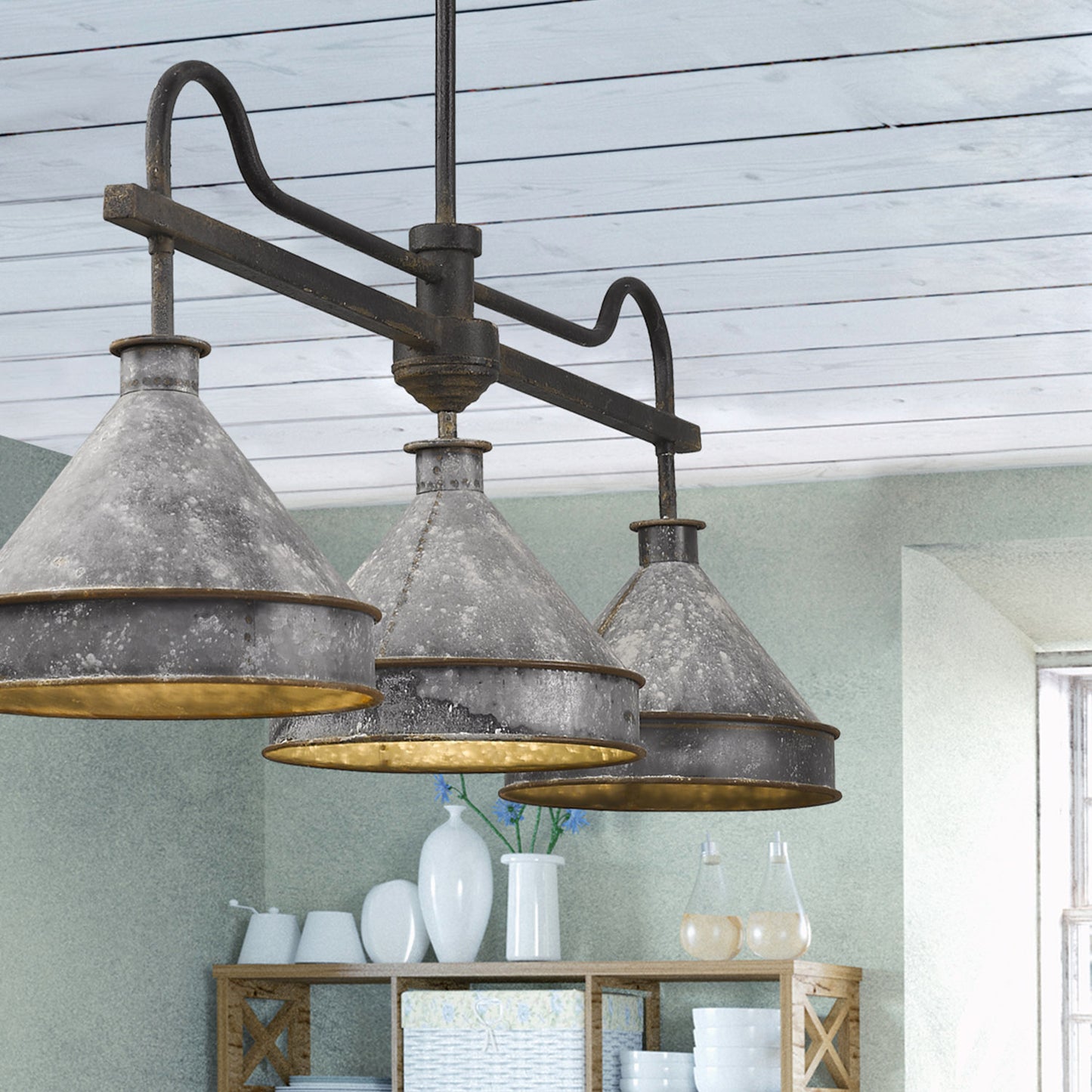 Alstott Linear Pendant in Antique Black Iron