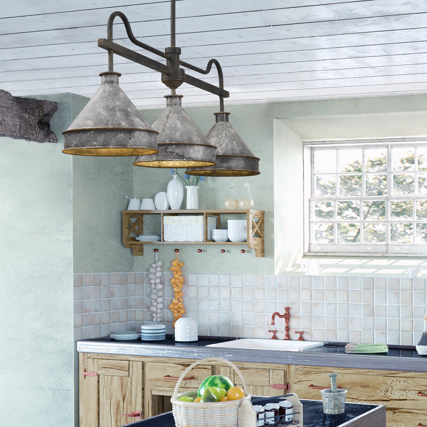 Alstott Linear Pendant in Antique Black Iron