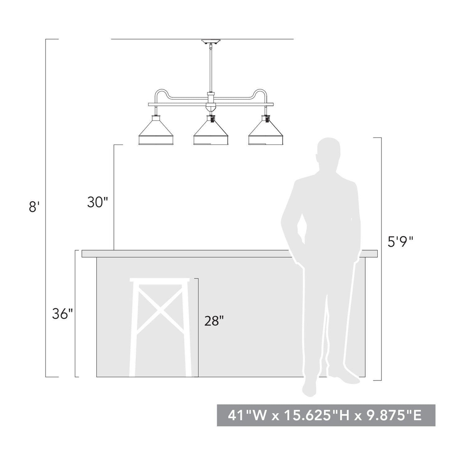 Alstott Linear Pendant in Antique Black Iron