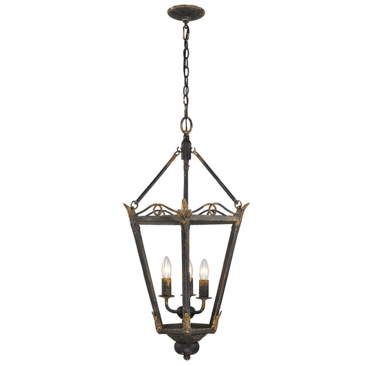 Margaret-3-Light Pendant in Antique Black Iron