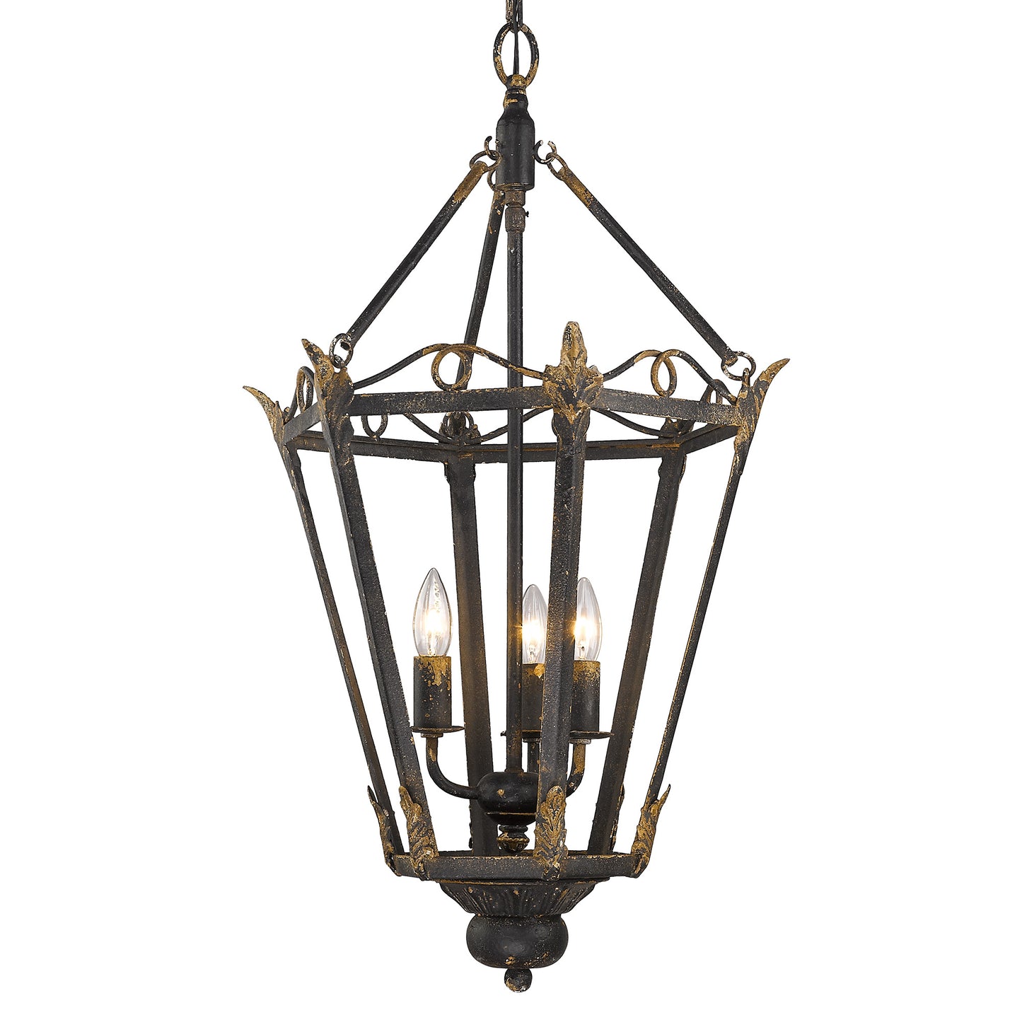 Margaret-3-Light Pendant in Antique Black Iron