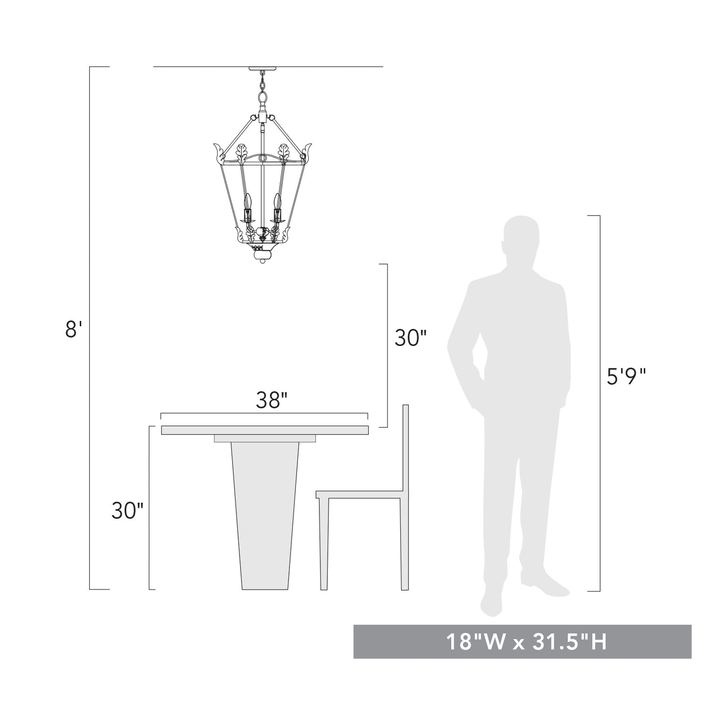 Margaret-3-Light Pendant in Antique Black Iron