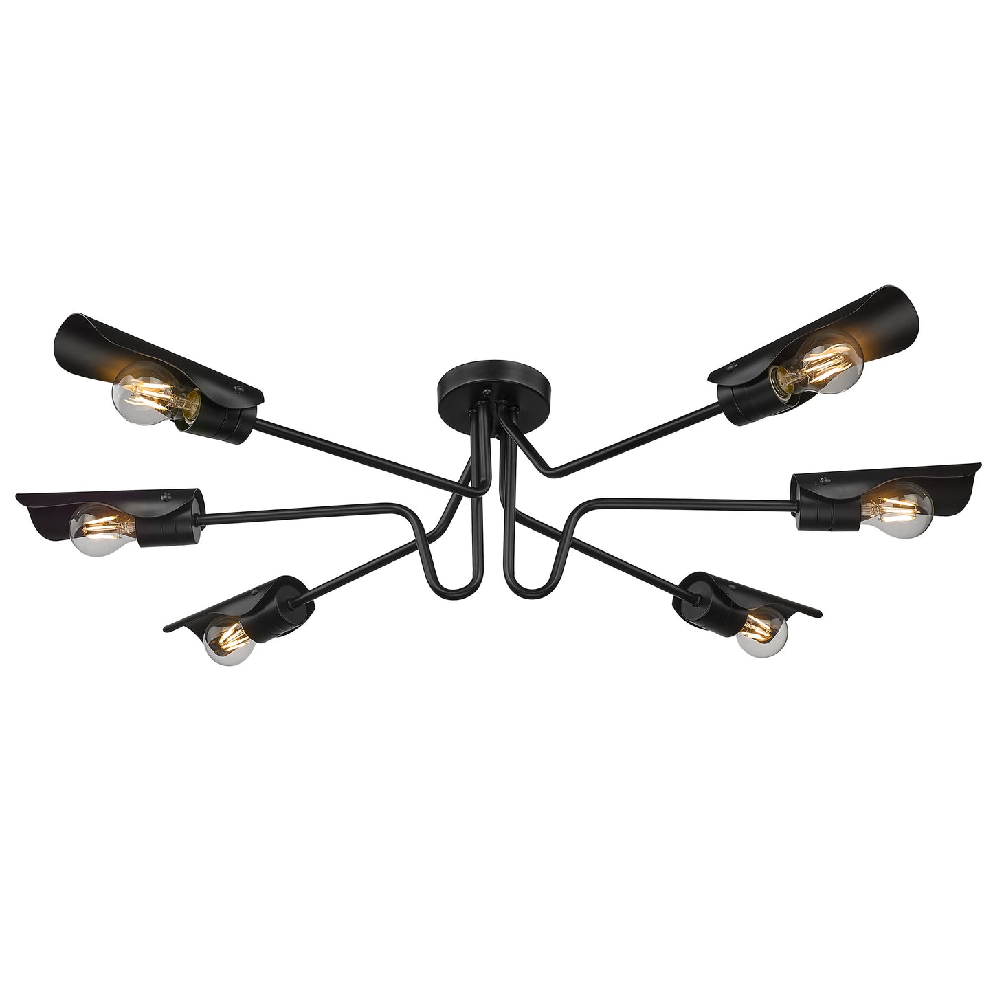 Issac 6 Light Semi-Flush in Matte Black