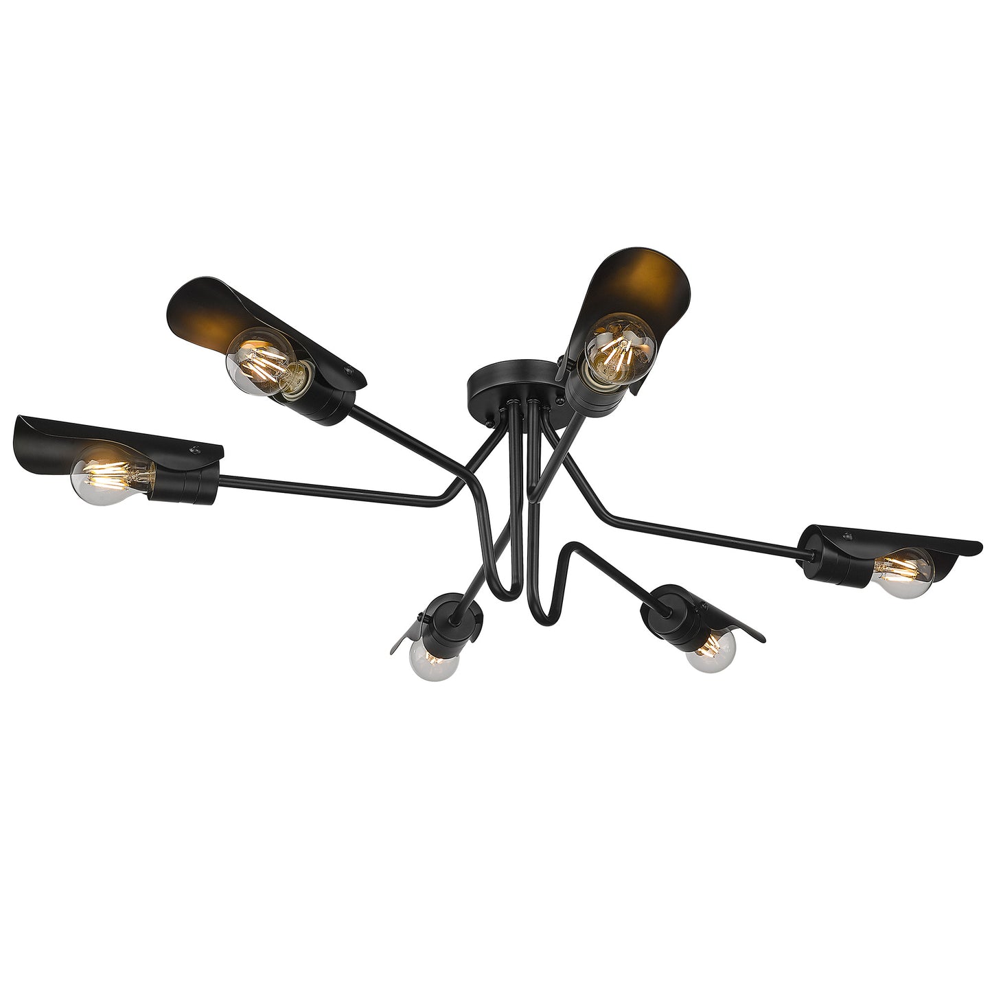 Issac 6 Light Semi-Flush in Matte Black