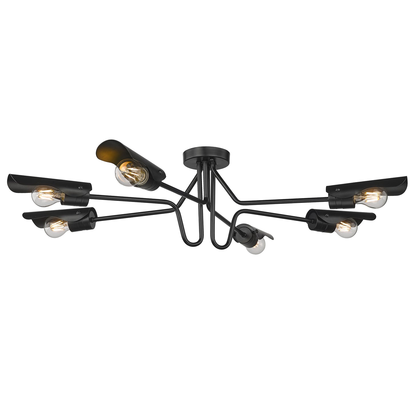 Issac 6 Light Semi-Flush in Matte Black