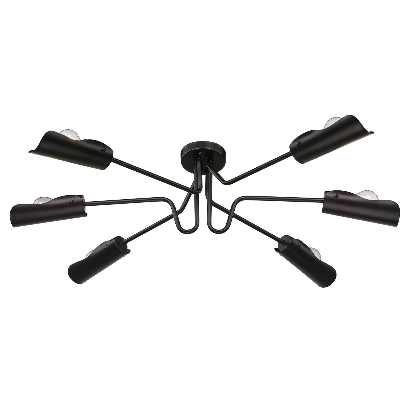 Issac 6 Light Semi-Flush in Matte Black