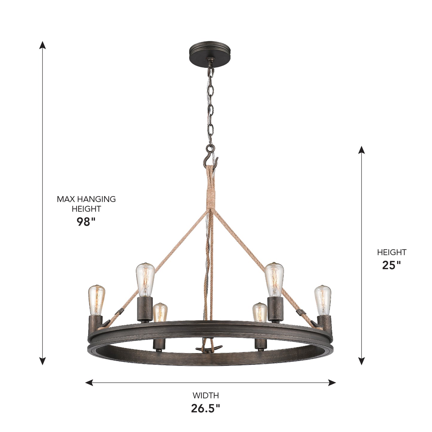 Ren 6 Light Chandelier in Gunmetal Bronze