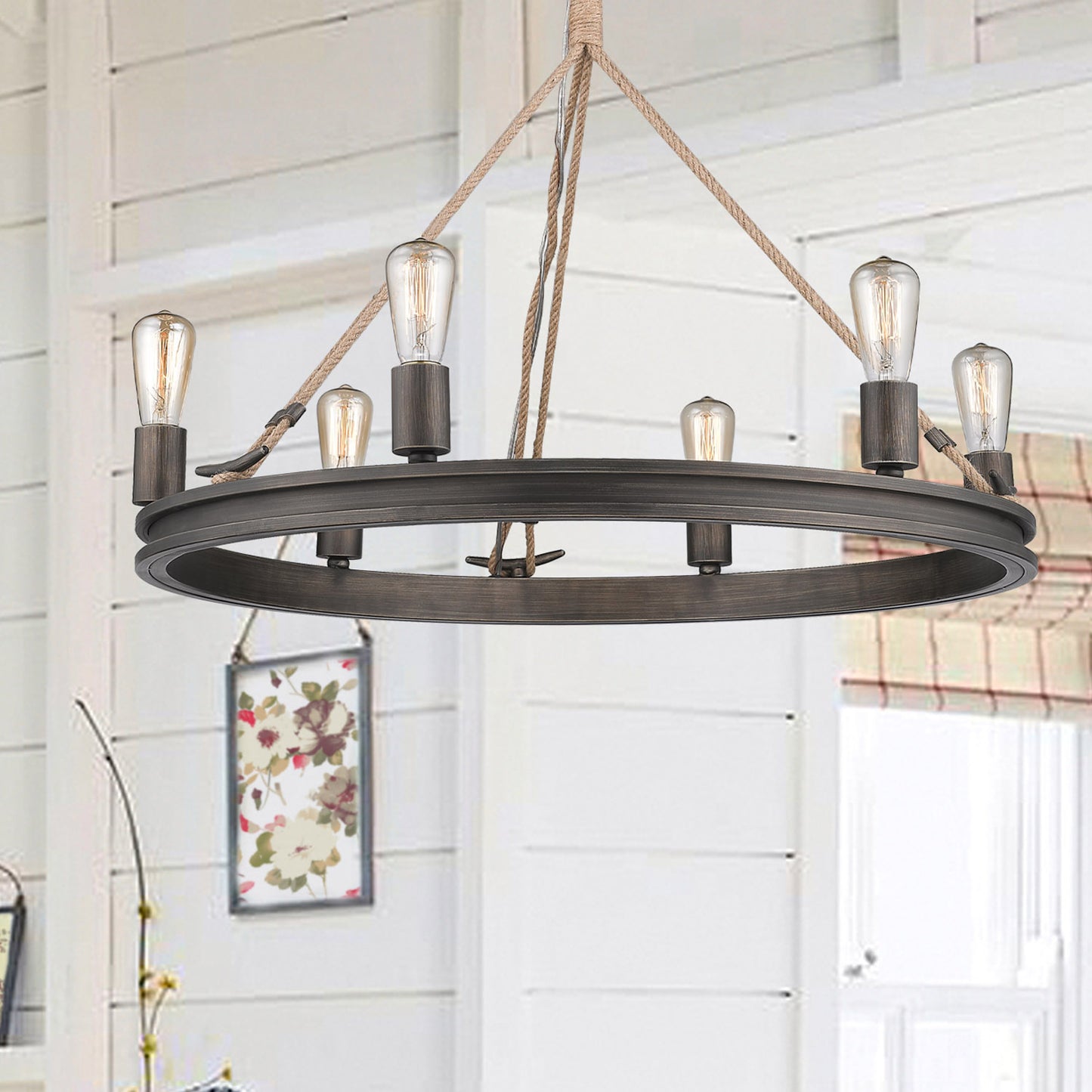Ren 6 Light Chandelier in Gunmetal Bronze