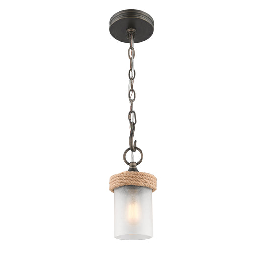 Ren Mini Pendant in Gunmetal Bronze with Clear Sandblasted Glass
