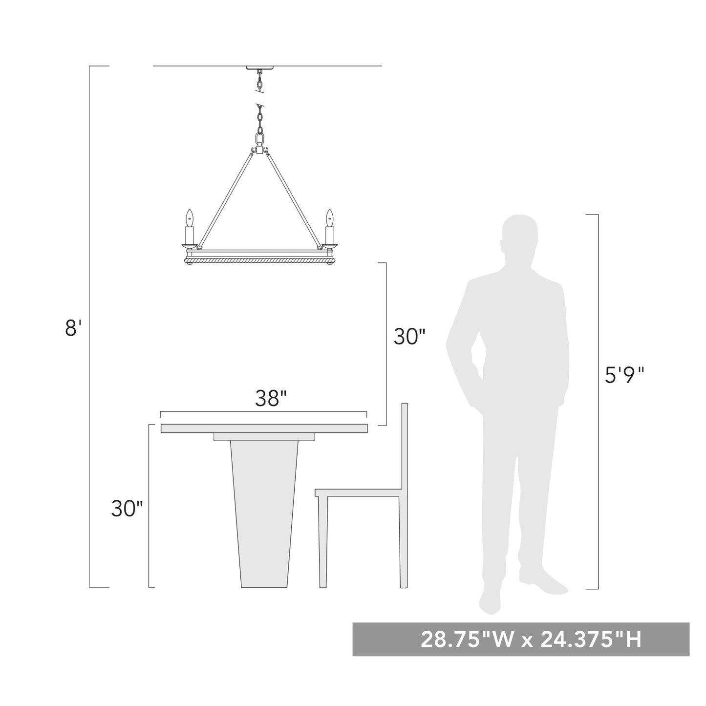 Loel 5-Light Chandelier in Dark Rust