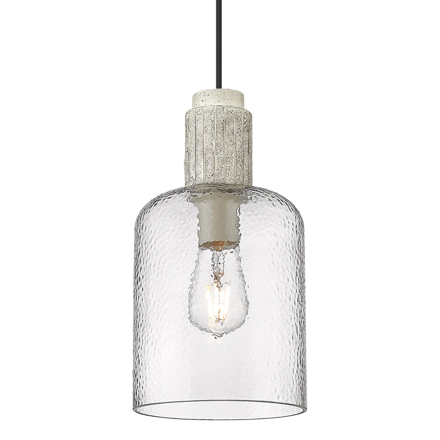 Pedro Small Pendant in Matte Black with Hammered Clear Glass
