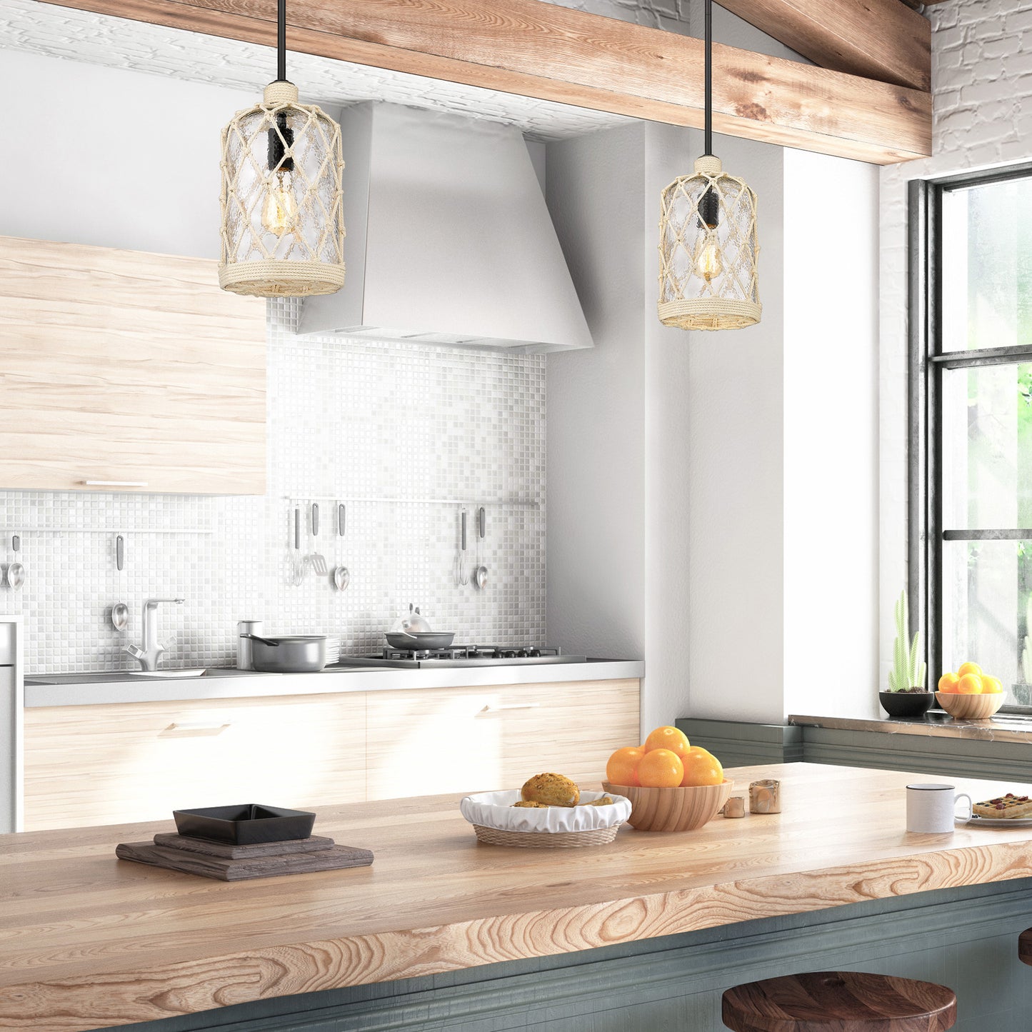 Giorgia Mini Pendant in Matte Black with Hammered Clear Glass