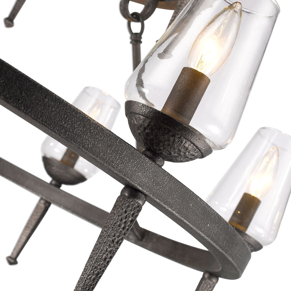 Darwin-2 Tier - 9 Light Chandelier in Dark Natural Iron with Clear Glass