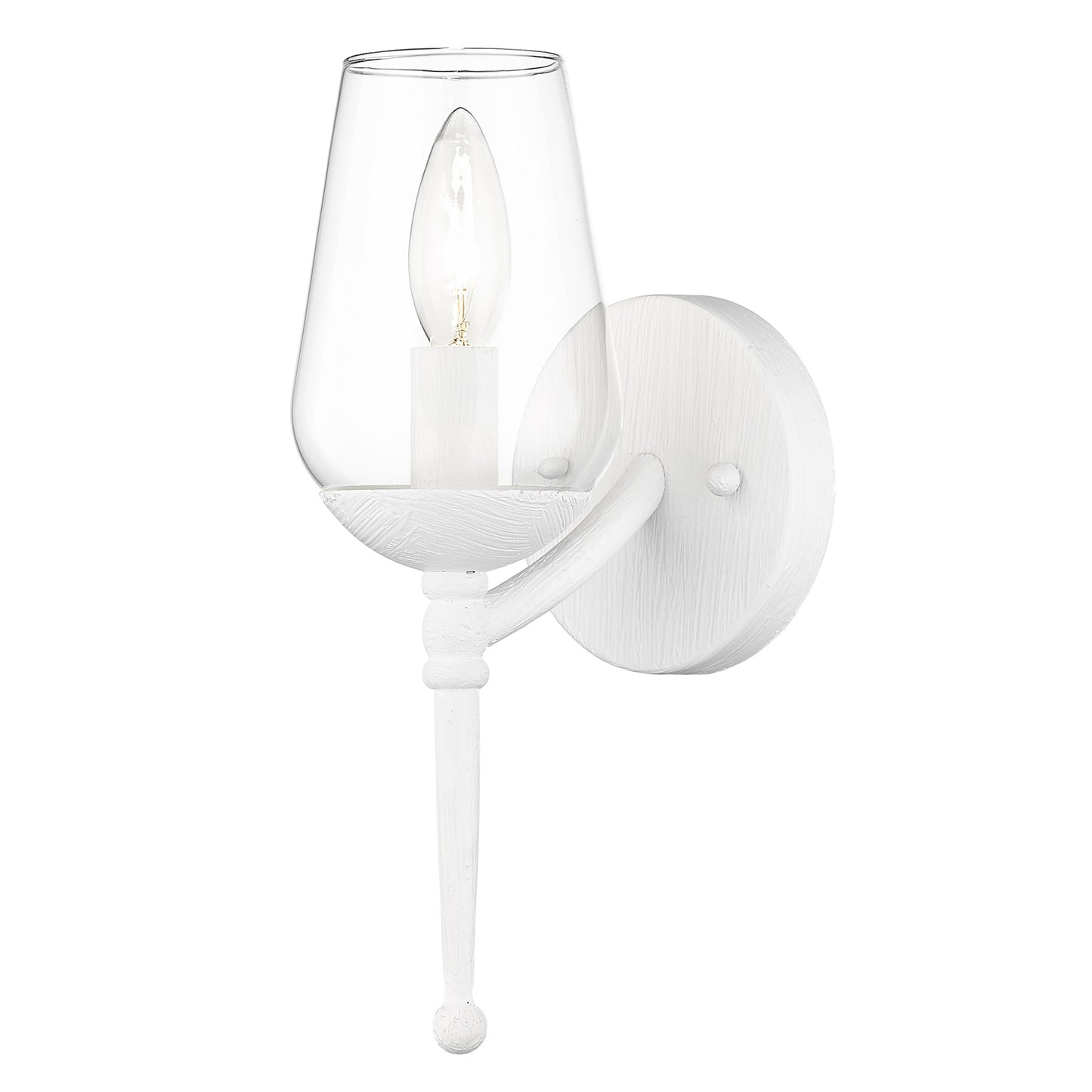 Frances 1 Light Wall Sconce in Textured White Plaster with Clear Glass Shade