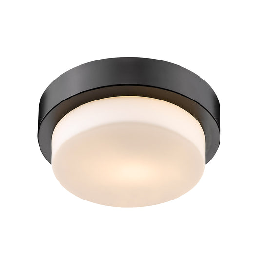 Adams 9" Flush Mount in Matte Black with Opal Glass