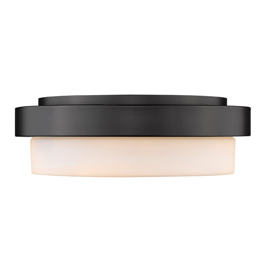 Adams 13" Flush Mount in Matte Black with Opal Glass