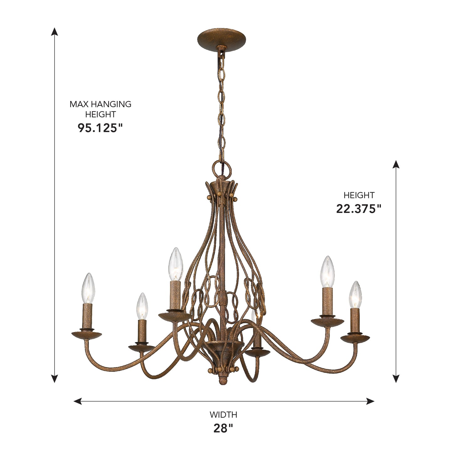 Elizabeth- 6-Light Chandelier in Burnished Chestnut
