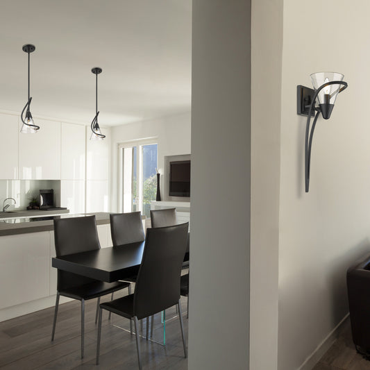 Olympus 1 Light Wall Sconce in Matte Black with Clear Glass Shade