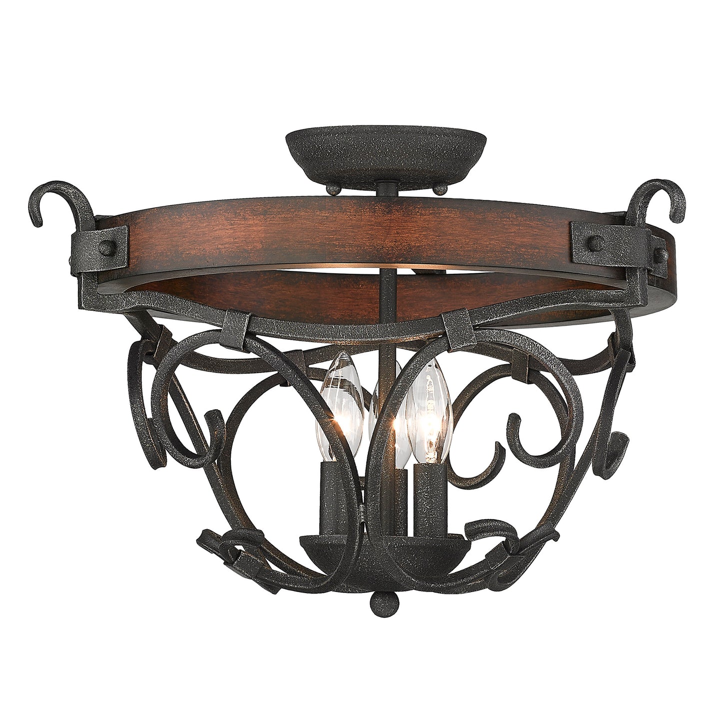 Medusa BI 3 Light Semi-Flush in Black Iron