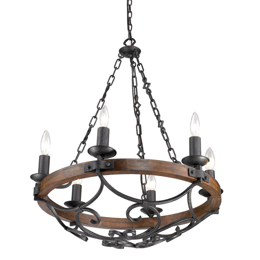 Medusa 6-Light Chandelier in Black Iron