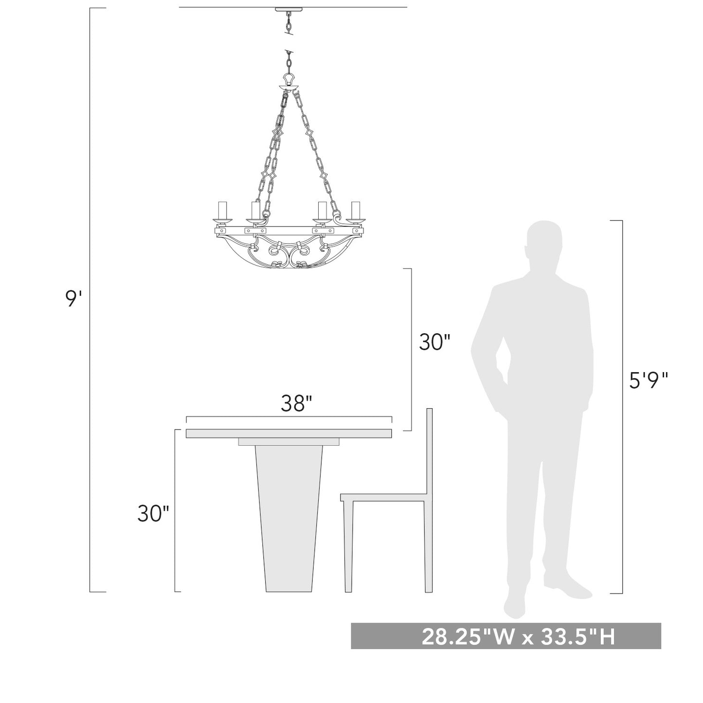 Medusa 6-Light Chandelier in Black Iron