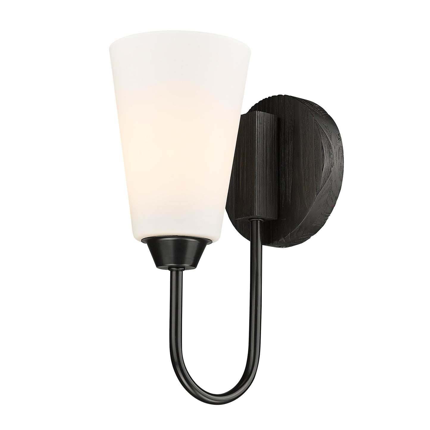 Neela 1 Light Wall Sconce in Matte Black with Opal Glass Shade