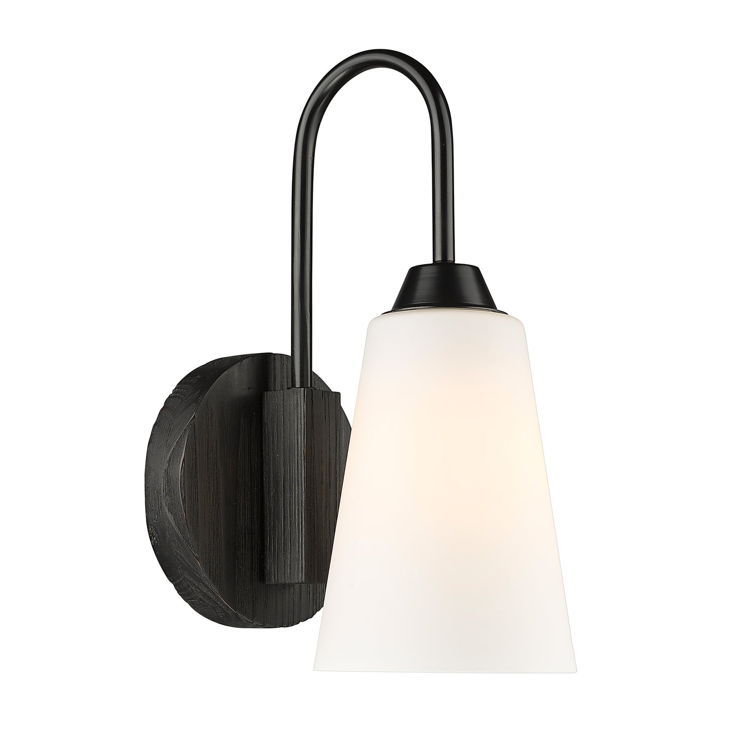 Neela 1 Light Wall Sconce in Matte Black with Opal Glass Shade
