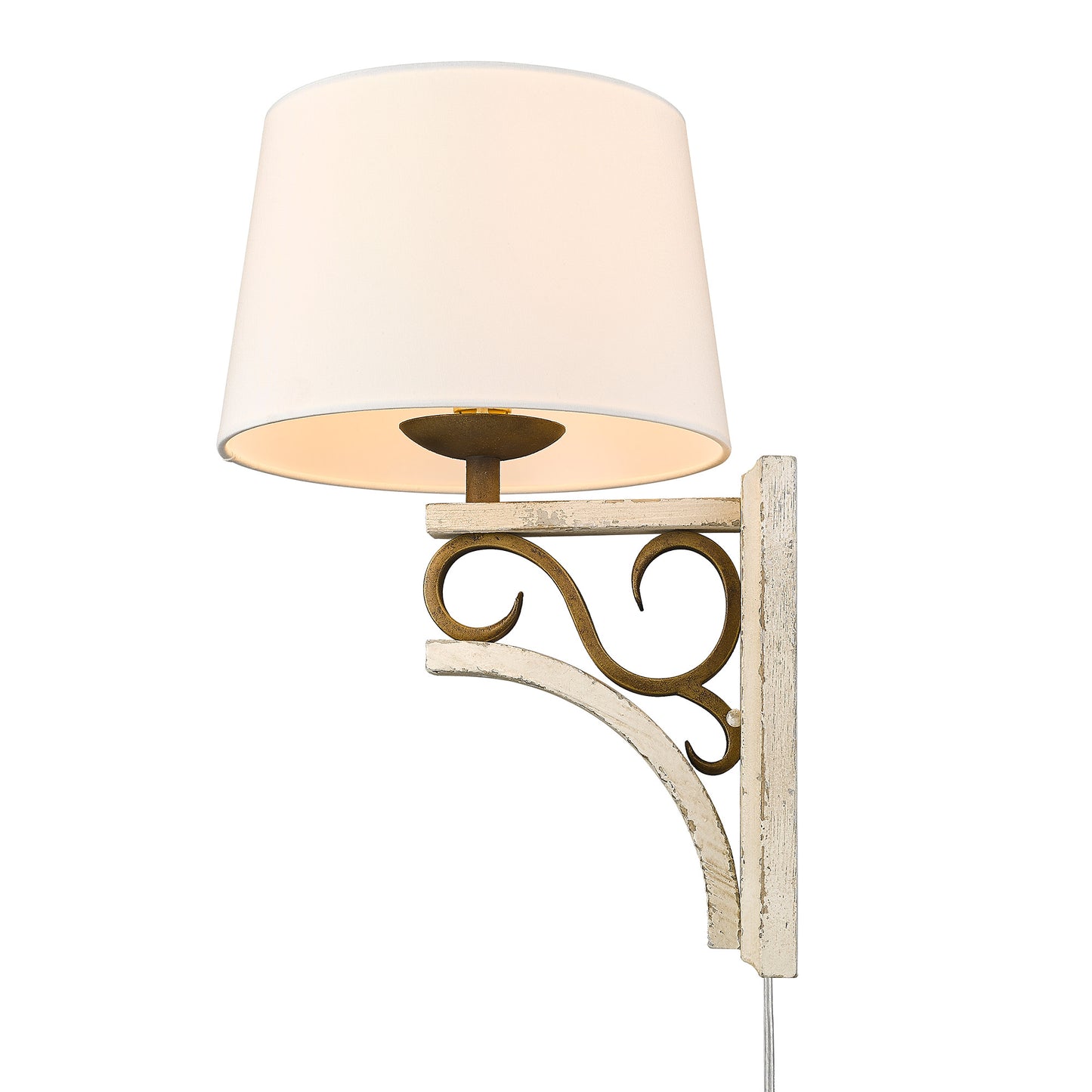 Moselle- 1 Light Wall Sconce (Plug-in or Hardwire) in Burnished Chestnut with Ivory Linen Shade