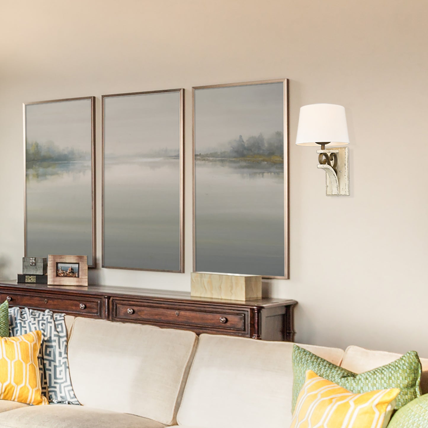 Moselle- 1 Light Wall Sconce (Plug-in or Hardwire) in Burnished Chestnut with Ivory Linen Shade