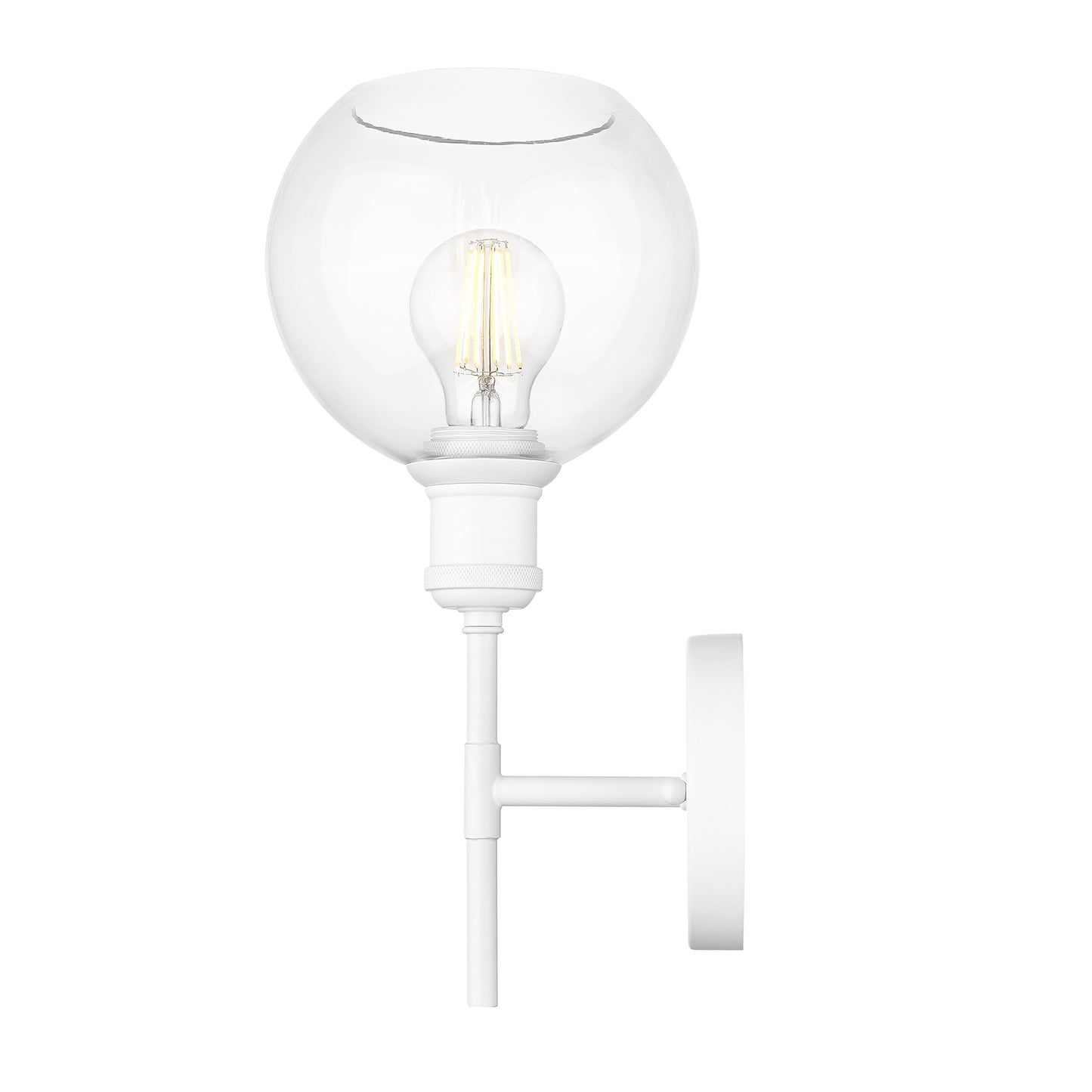 Foley WHT 1 Light Wall Sconce in Matte White with Clear Glass Globe Shades Shade