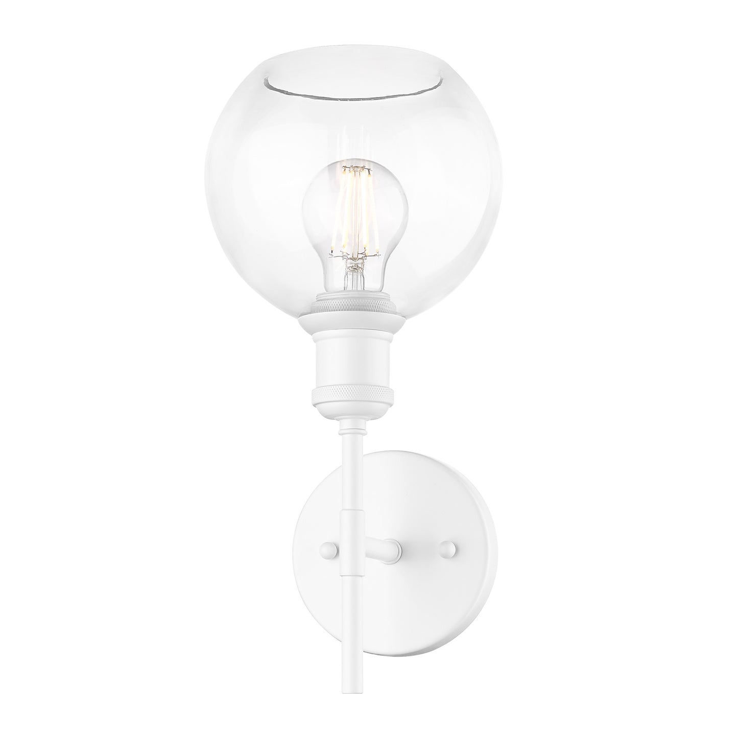 Foley WHT 1 Light Wall Sconce in Matte White with Clear Glass Globe Shades Shade