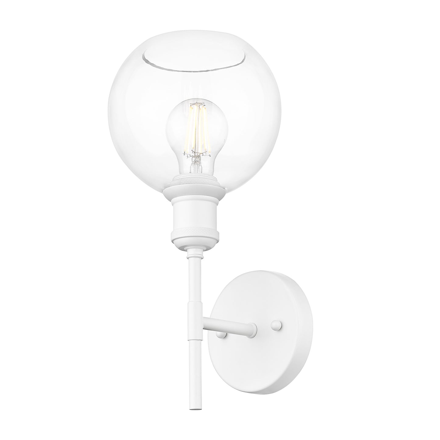Foley WHT 1 Light Wall Sconce in Matte White with Clear Glass Globe Shades Shade