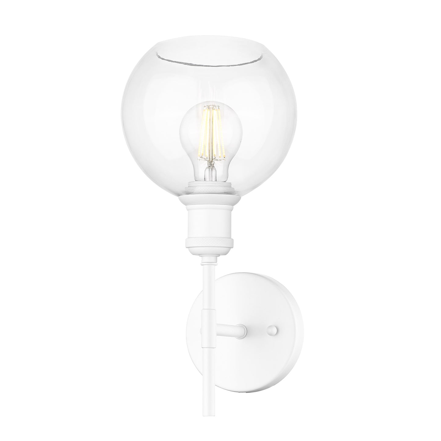 Foley WHT 1 Light Wall Sconce in Matte White with Clear Glass Globe Shades Shade