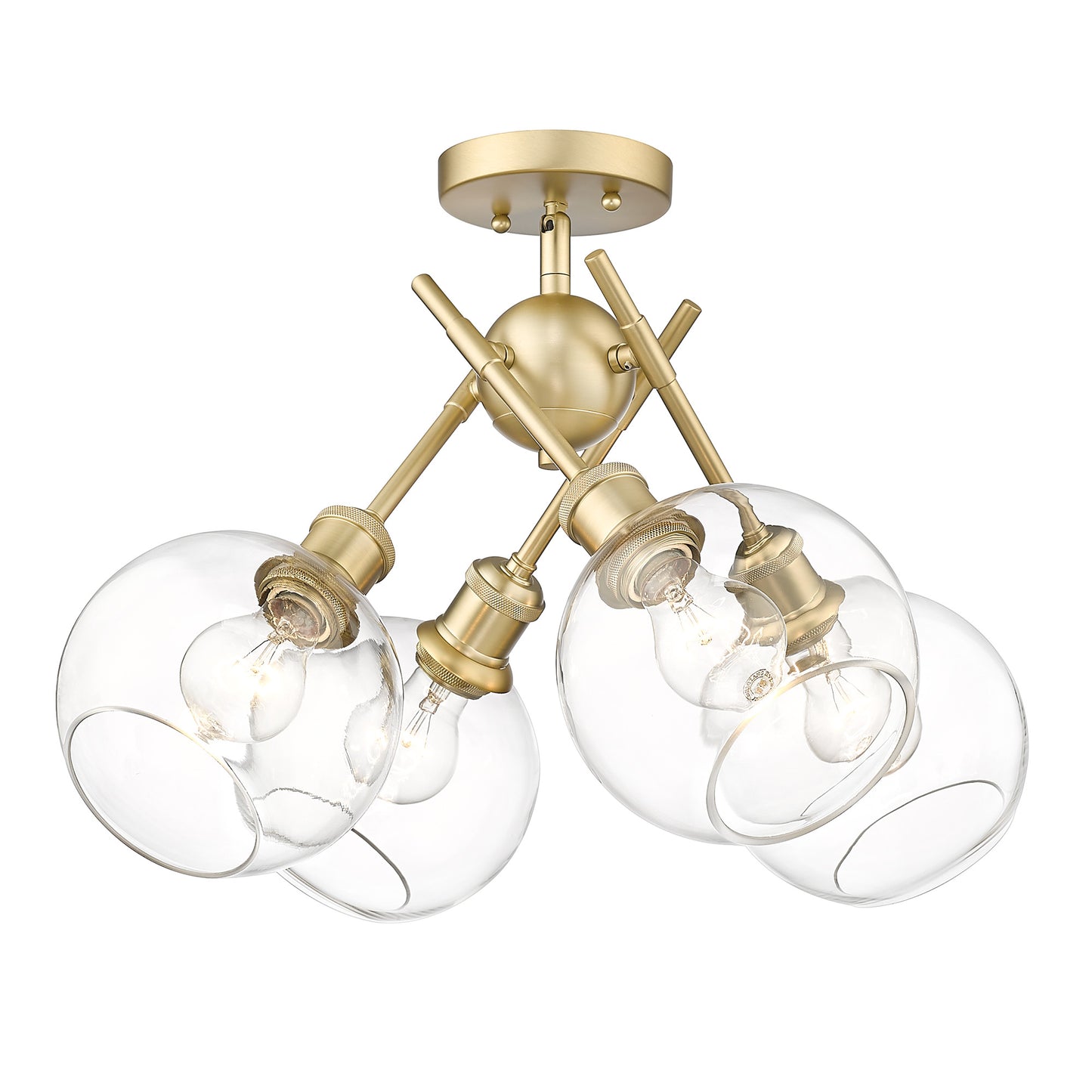 Foley BCB Semi-Flush in Brushed Champagne Bronze with Clear Glass Shade