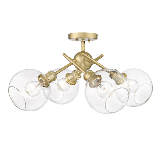Foley BCB Semi-Flush in Brushed Champagne Bronze with Clear Glass Shade