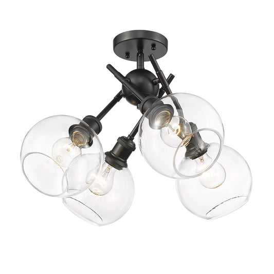 Foley BLK Semi-Flush in Matte Black with Clear Glass Shade