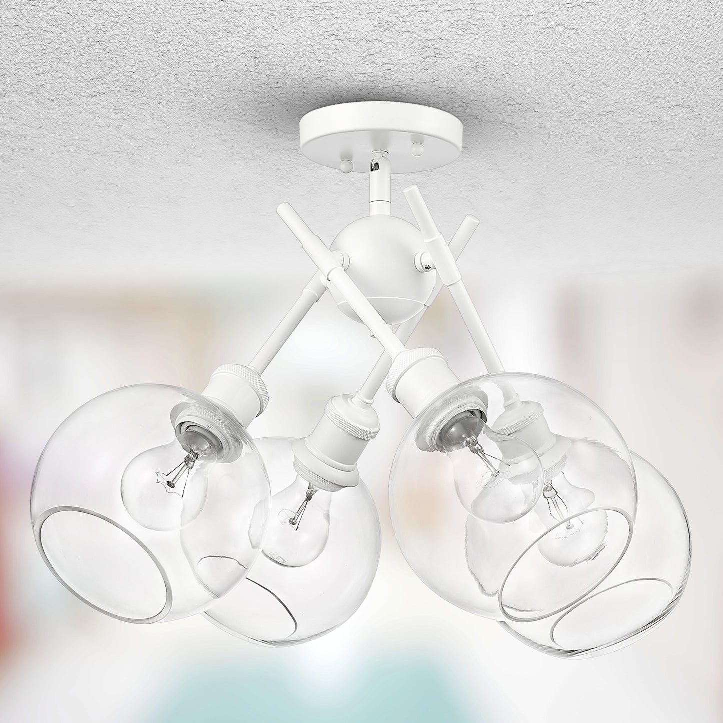 Foley WHT Semi-Flush in Matte White with Clear Glass Shade
