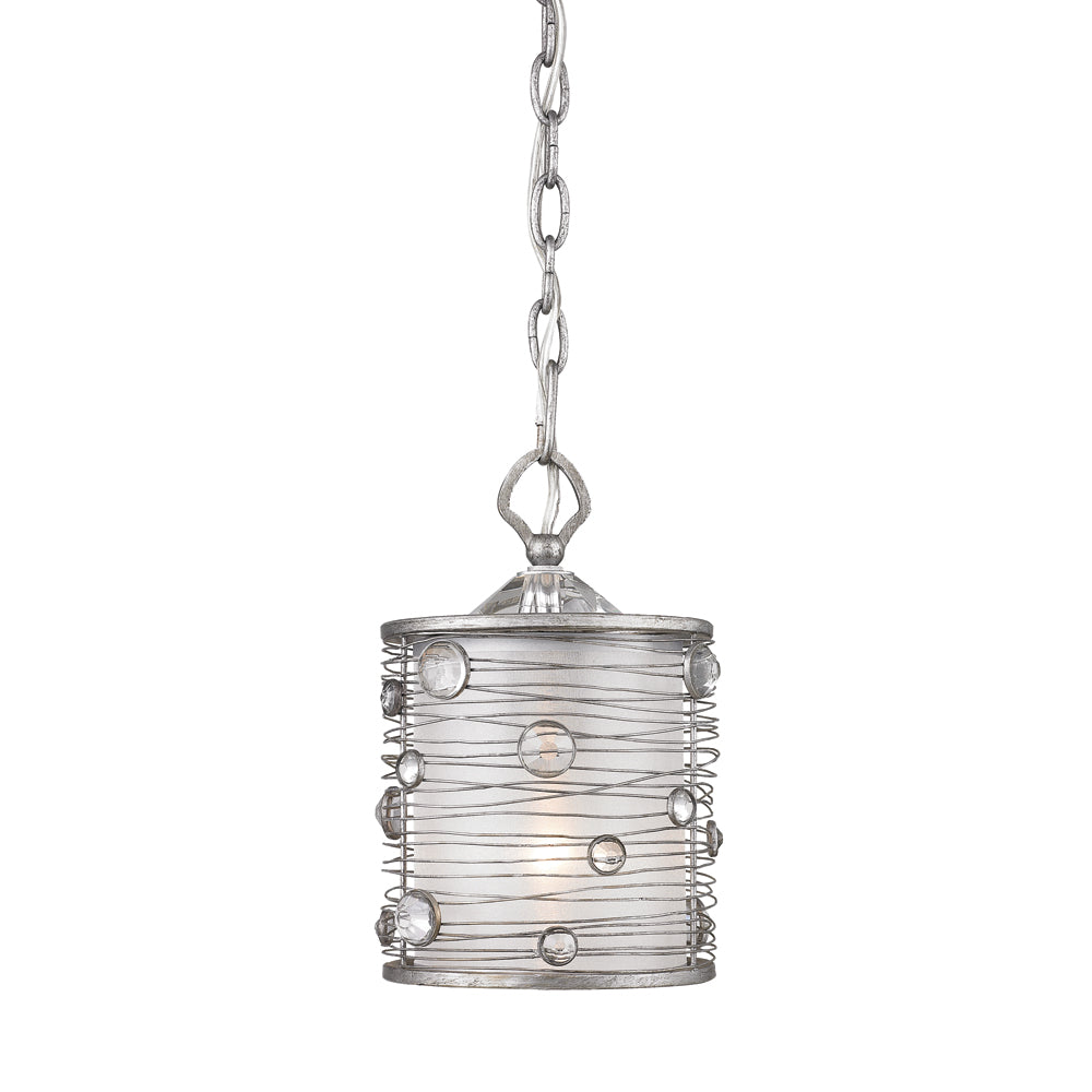 Storm- Mini Pendant in Peruvian Silver with Sterling Mist Shade