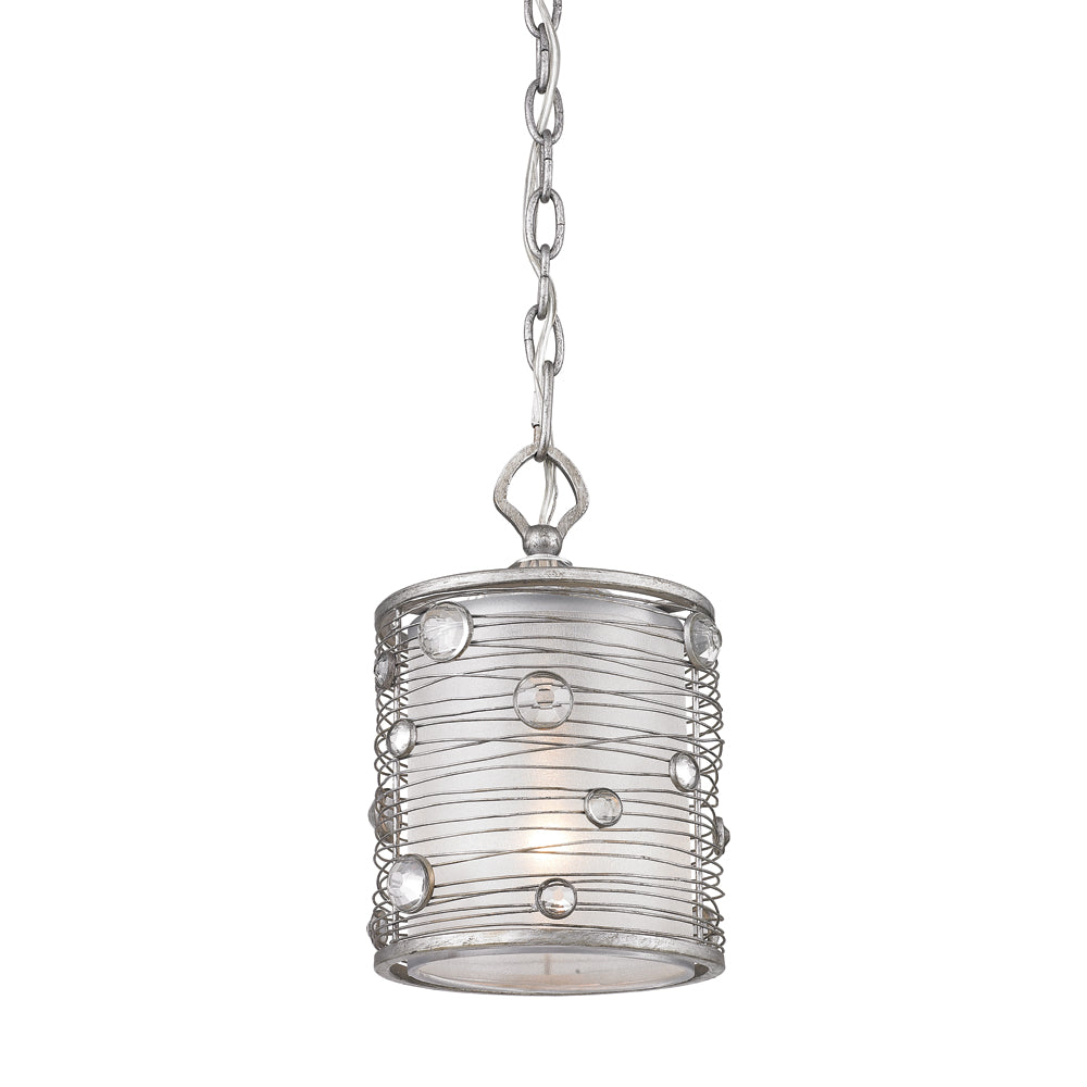 Storm- Mini Pendant in Peruvian Silver with Sterling Mist Shade