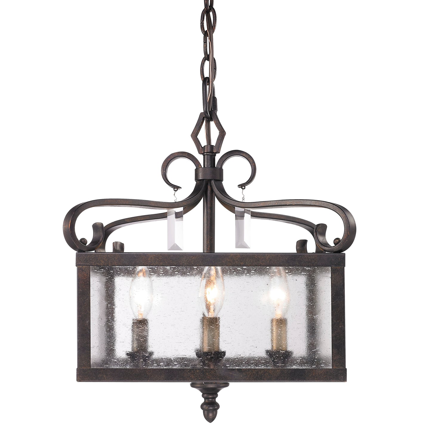 Brianna Pendant (Convertible) in Fired Bronze with Seeded Glass